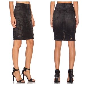 Agolde Distressed Denim Pencil Skirt Sz 25